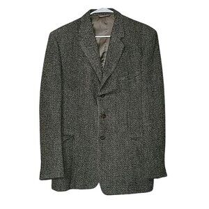 Vintage Gray Herringbone Wool Mens Blazer‎ Size 42R